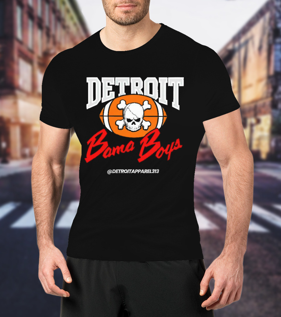 Detroit Bama Boys Skull Football @DetroitApparel313 T-Shirt