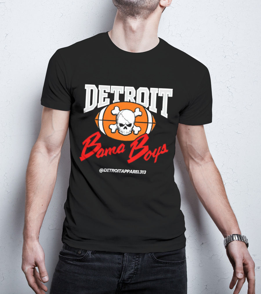 Detroit Bama Boys Skull Football @DetroitApparel313 T-Shirt