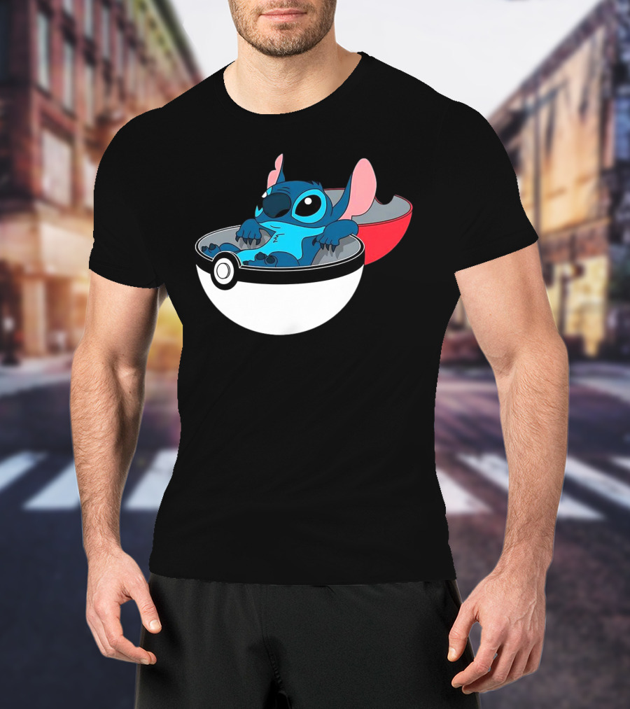 The Stitch Relaxing In Poké Ball Fusion Concept T-Shirt