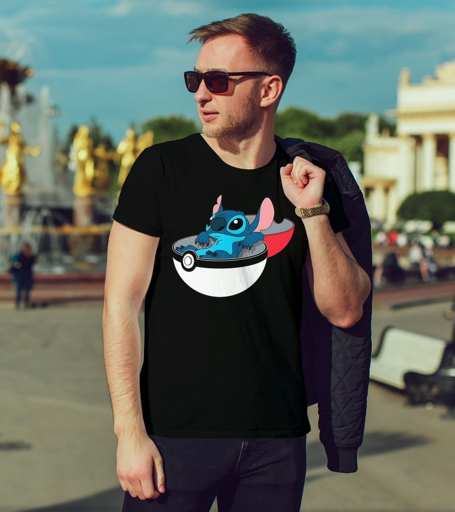 The Stitch Relaxing In Poké Ball Fusion Concept T-Shirt