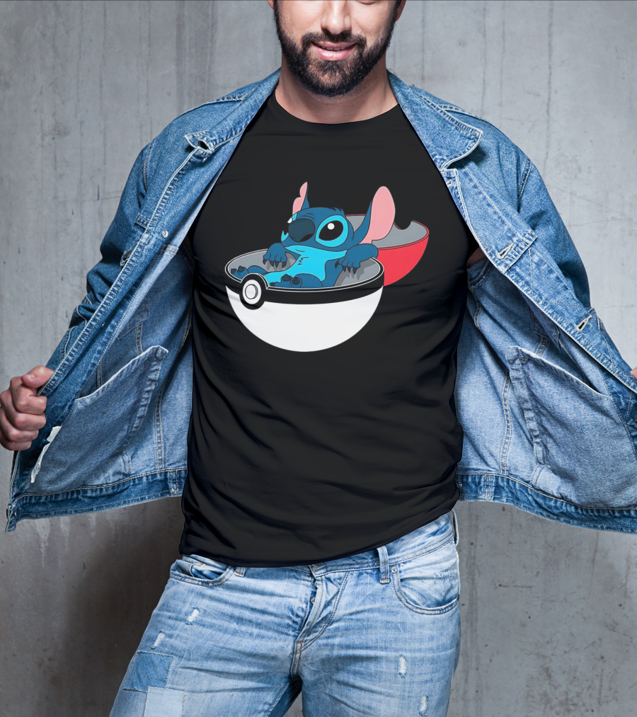 The Stitch Relaxing In Poké Ball Fusion Concept T-Shirt