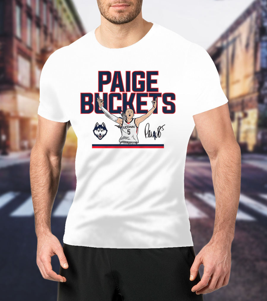 UConn Paige Bueckers Buckets Huskies Basketball Signature T-Shirt