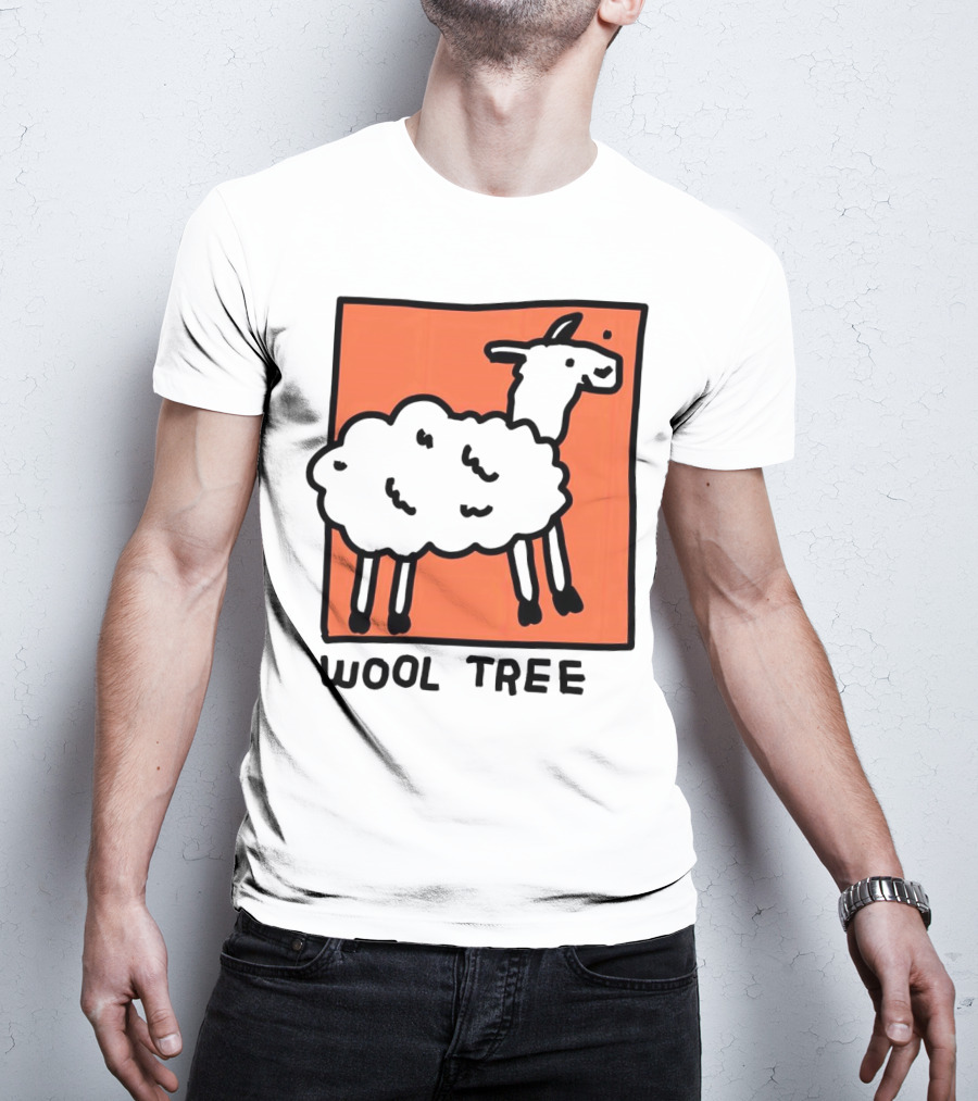 Wool Tree Black Sheep Illustration On Orange Background T-Shirt