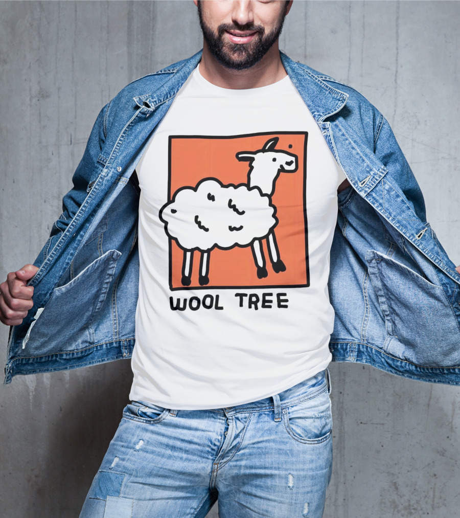 Wool Tree Black Sheep Illustration On Orange Background T-Shirt
