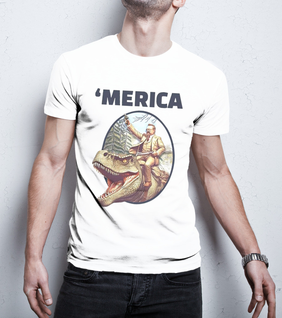 'Merica Chris Long Teddy Roosevelt Riding Allosaurus T-Shirt
