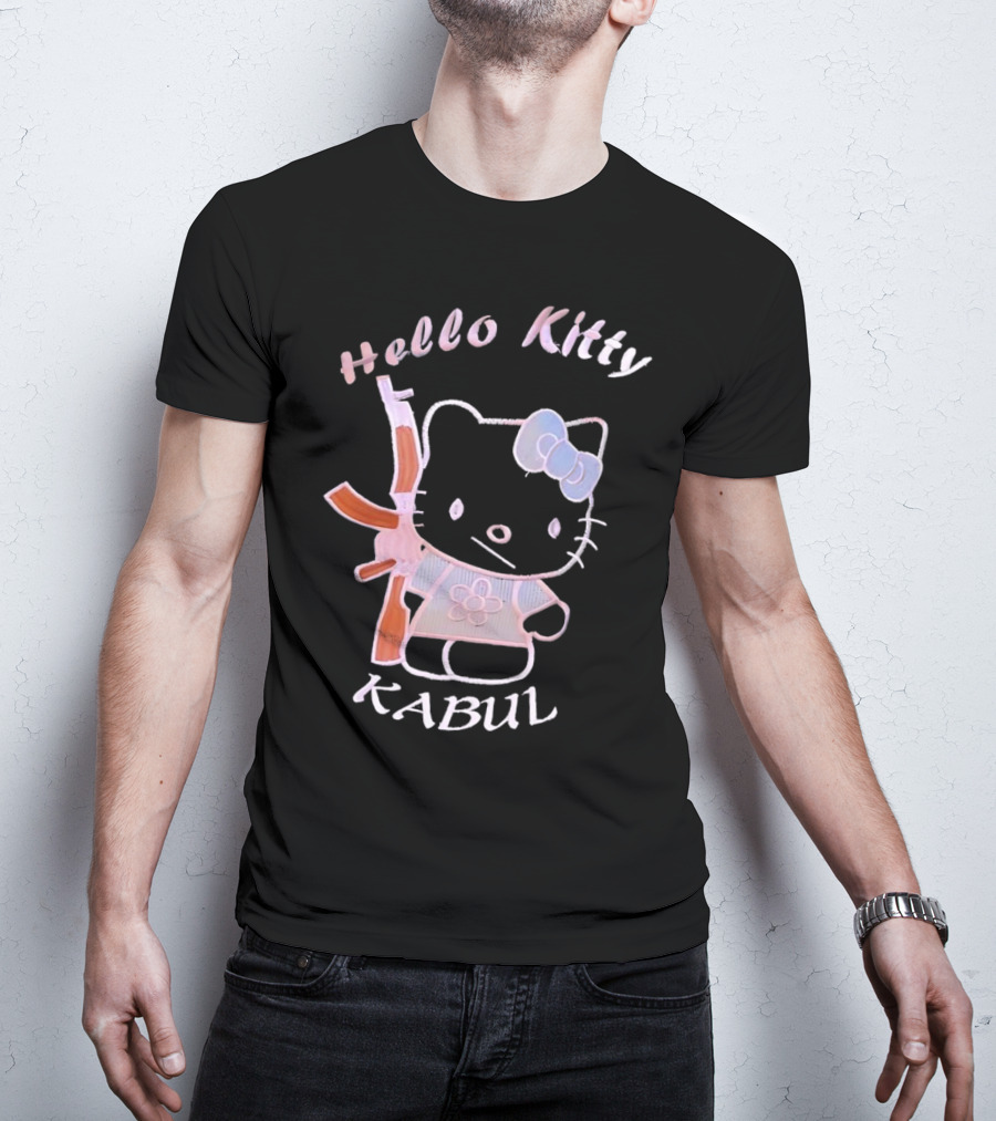 Hello Kitty Kabul Playful Twist On Iconic Character With Rifle T-Shirt