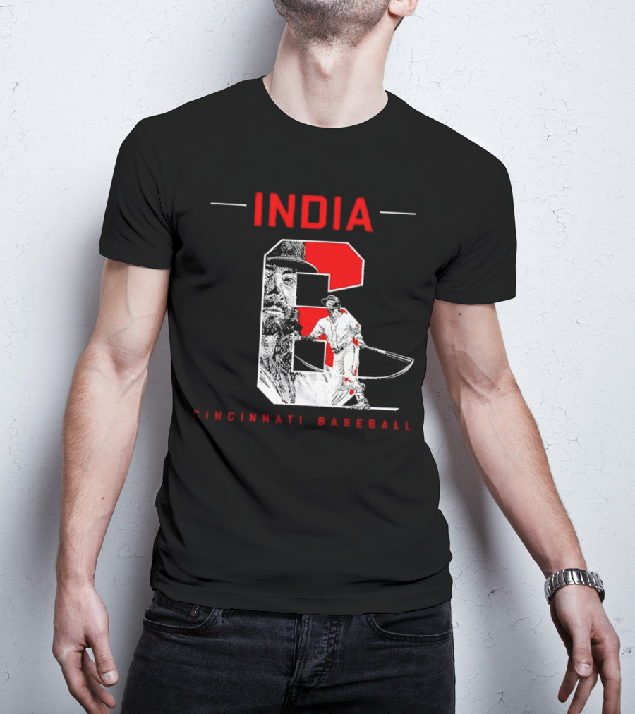 India Cincinnati Baseball Player T-Shirt