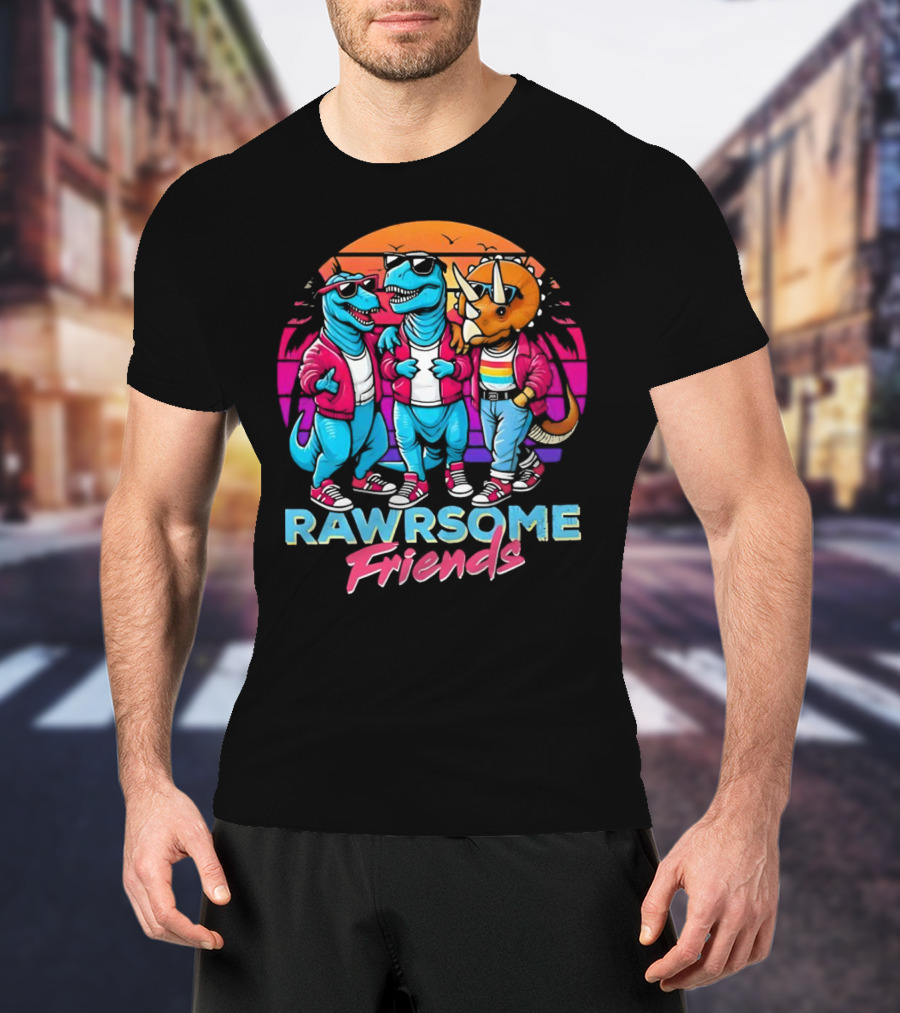 Rawrsome Friends Juna Duncan Retro Dinosaur Crew T-Shirt