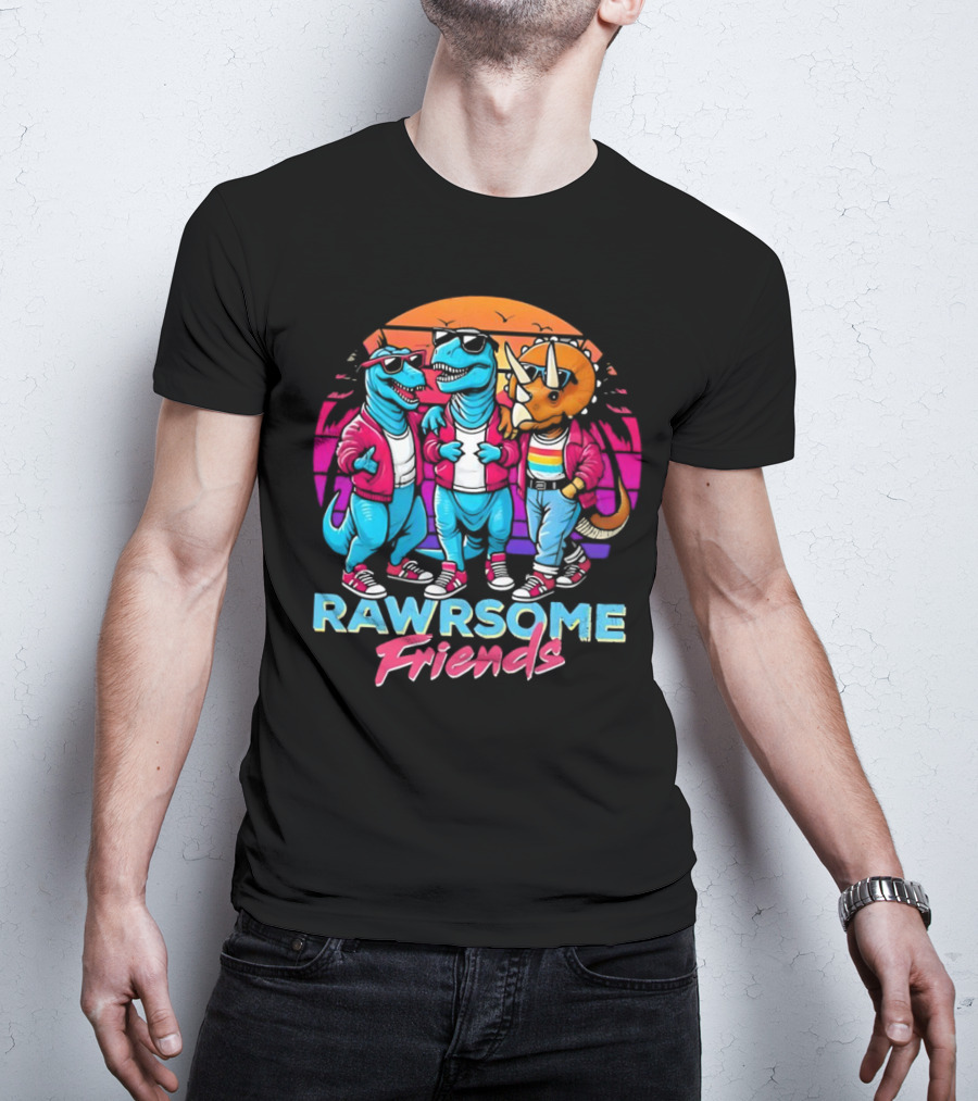 Rawrsome Friends Juna Duncan Retro Dinosaur Crew T-Shirt