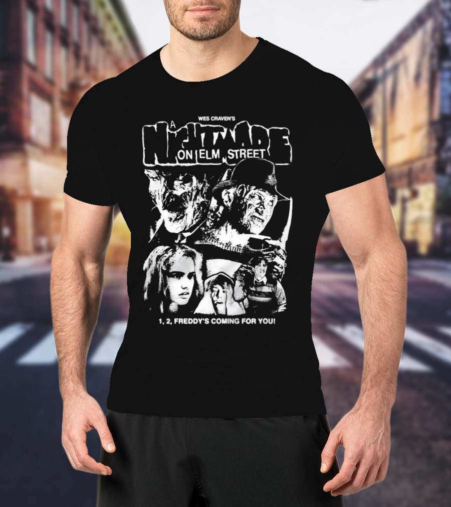 Wes Craven's A Nightmare On Elm Street 1, 2, Freddy's Coming For You T-Shirt