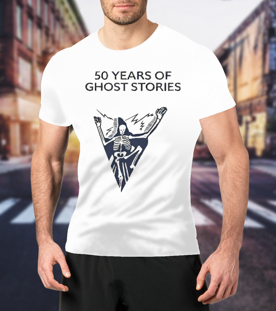 50 Years Of Ghost Stories Skeleton With Lightning Bolt T-Shirt