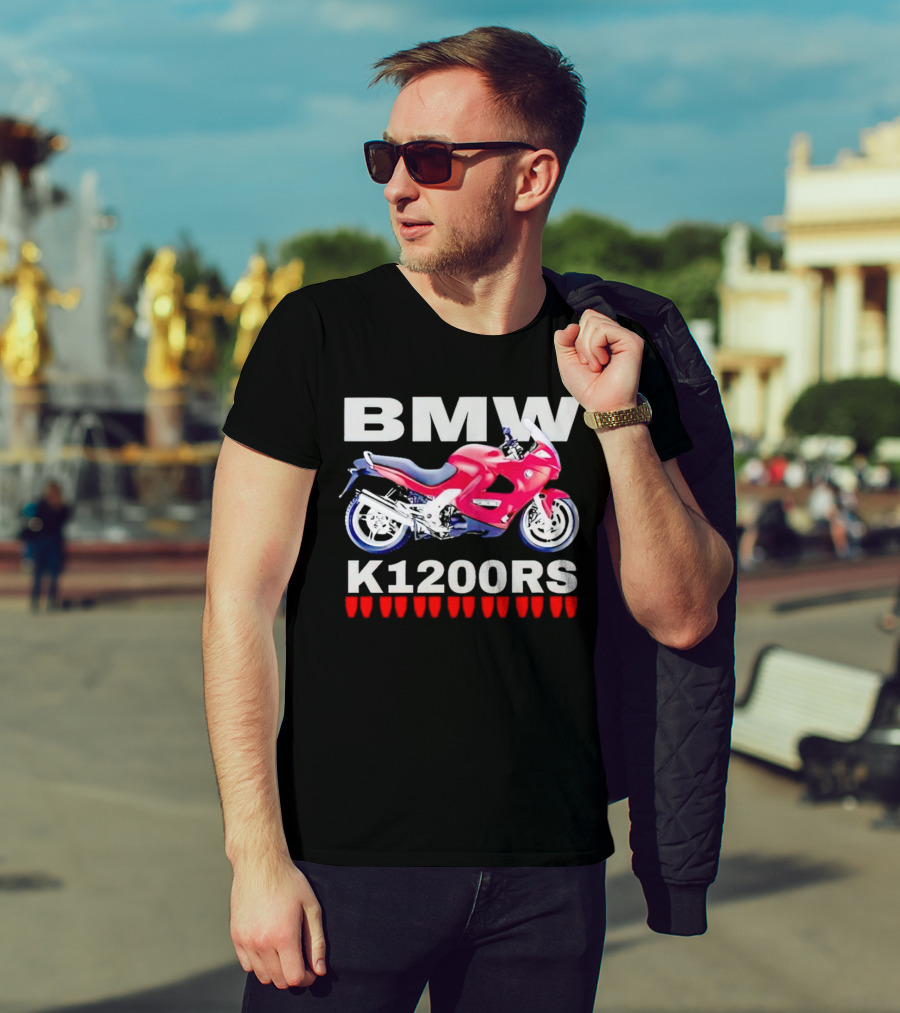 BMW K1200Rs Motorcycle Illustration With Red Iconic T-Shirt