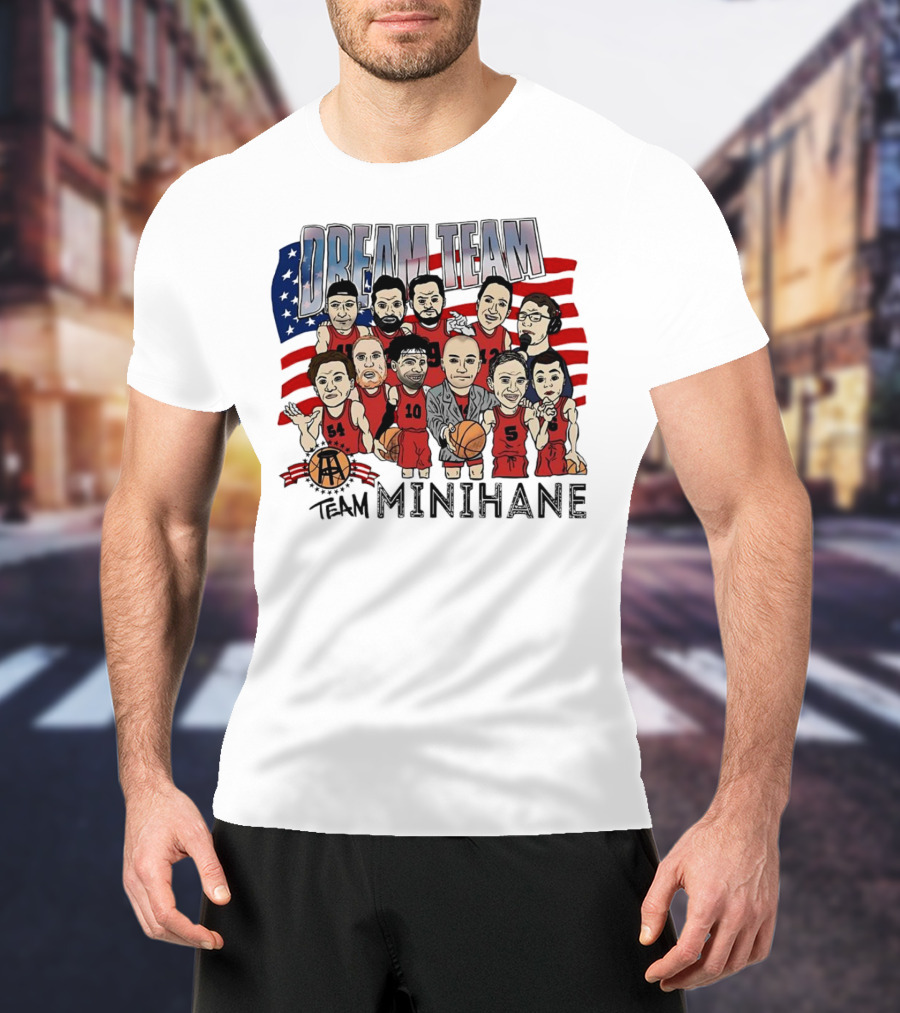 Dream Team Minihane Basketball USA Flag Characters T-Shirt