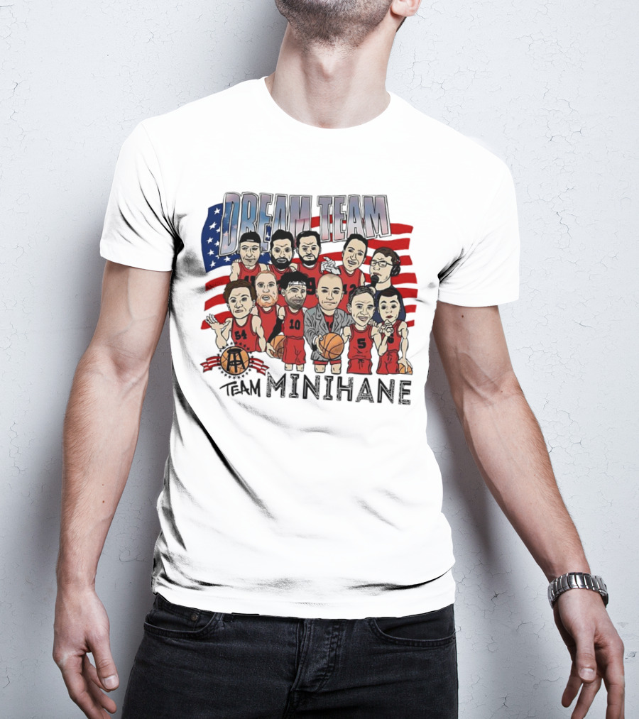 Dream Team Minihane Basketball USA Flag Characters T-Shirt