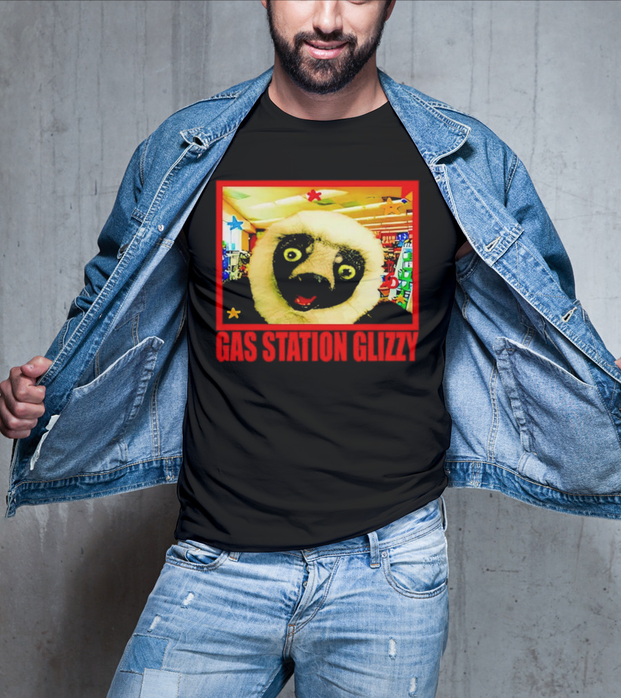 Gas Station Glizzy Funny Lemur Cartoon Inside Store T-Shirt