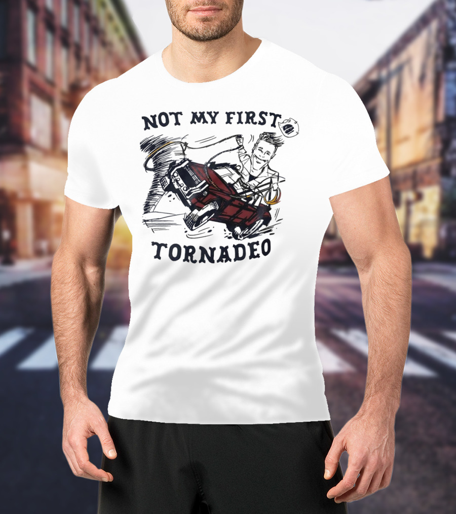 Not My First Tornadeo Glen Powell Riding Red Car In Tornado Sketch T-Shirt