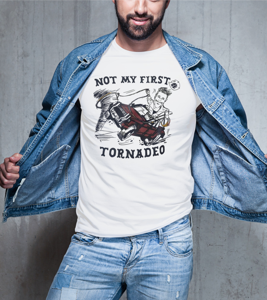 Not My First Tornadeo Glen Powell Riding Red Car In Tornado Sketch T-Shirt