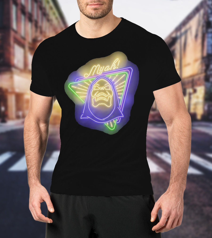 Skeletor Neon Myah Retro 80s Glowing Triangle T-Shirt