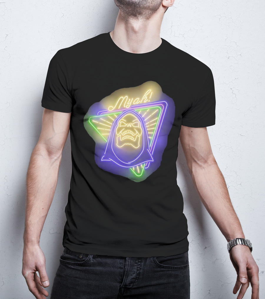 Skeletor Neon Myah Retro 80s Glowing Triangle T-Shirt