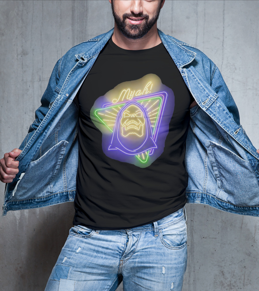 Skeletor Neon Myah Retro 80s Glowing Triangle T-Shirt