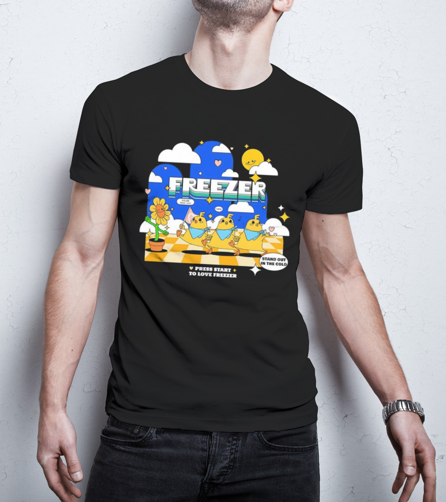 Press Start To Love Freezer Stand Out In The Cold 본체의 차가운 감성 T-Shirt