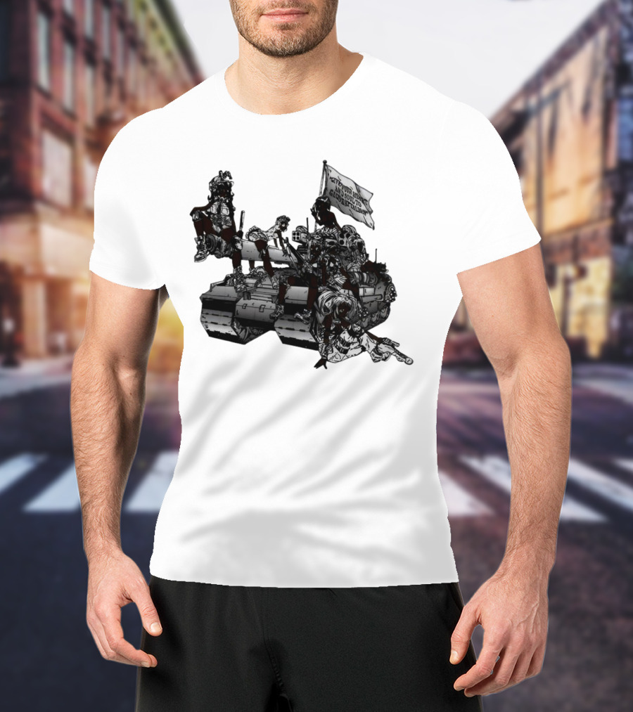 Gods Battalion Cloud White Ebony Battalion Tank With Warriors And Flag T-Shirt