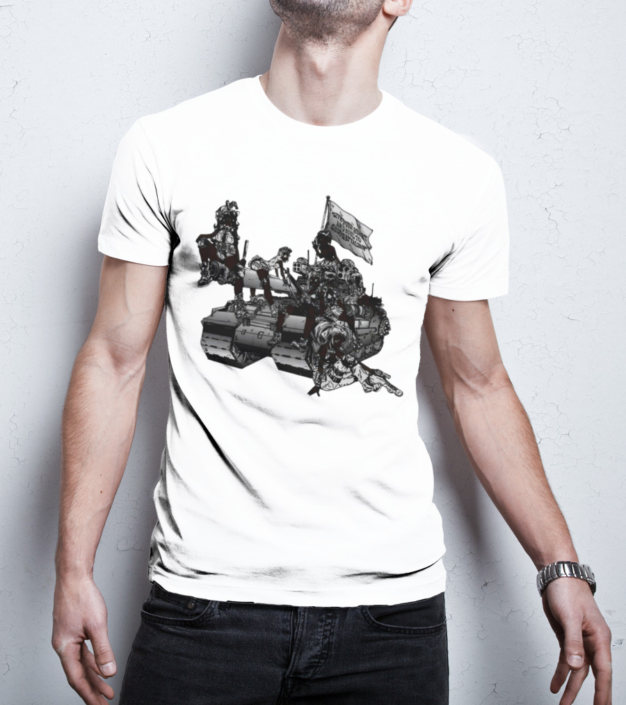 Gods Battalion Cloud White Ebony Battalion Tank With Warriors And Flag T-Shirt