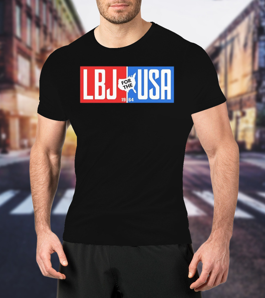 LBJ For The USA 1964 Vintage Political Campaign Red White Blue USA Map T-Shirt
