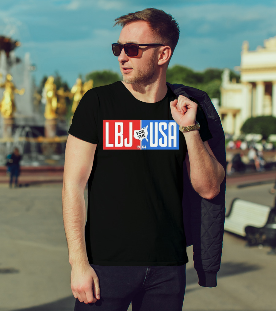 LBJ For The USA 1964 Vintage Political Campaign Red White Blue USA Map T-Shirt