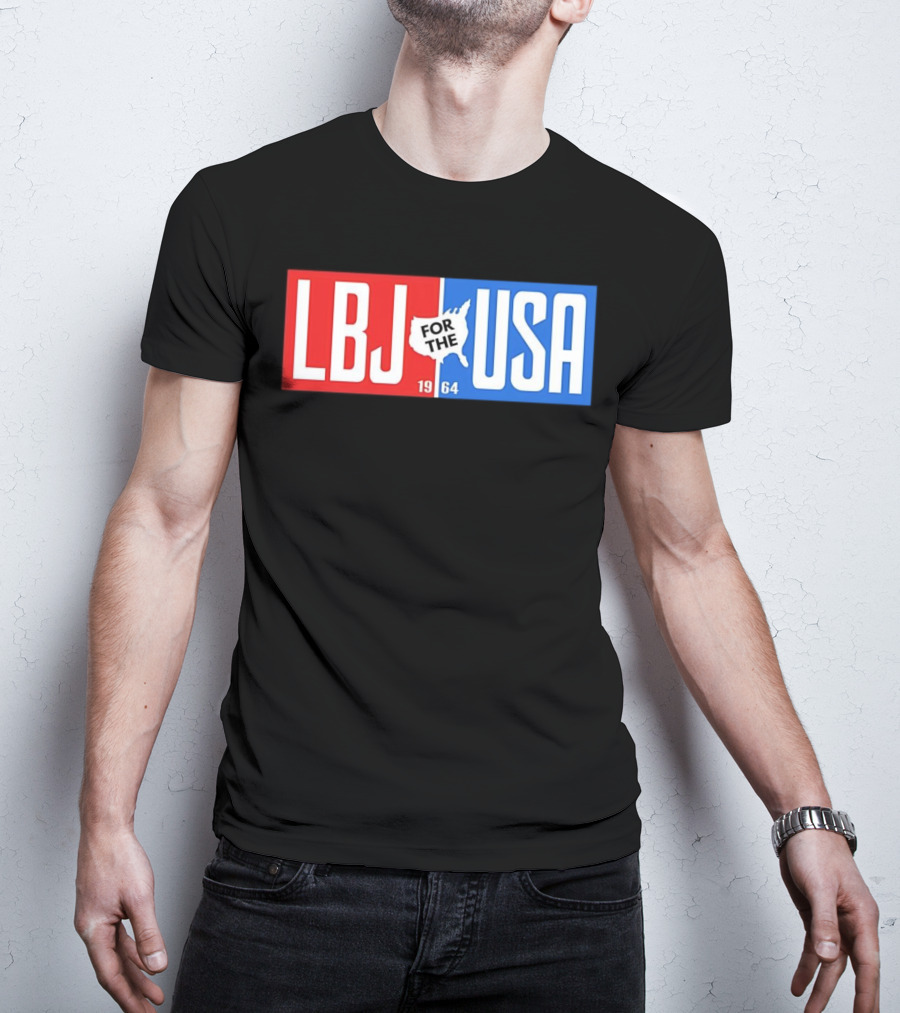 LBJ For The USA 1964 Vintage Political Campaign Red White Blue USA Map T-Shirt