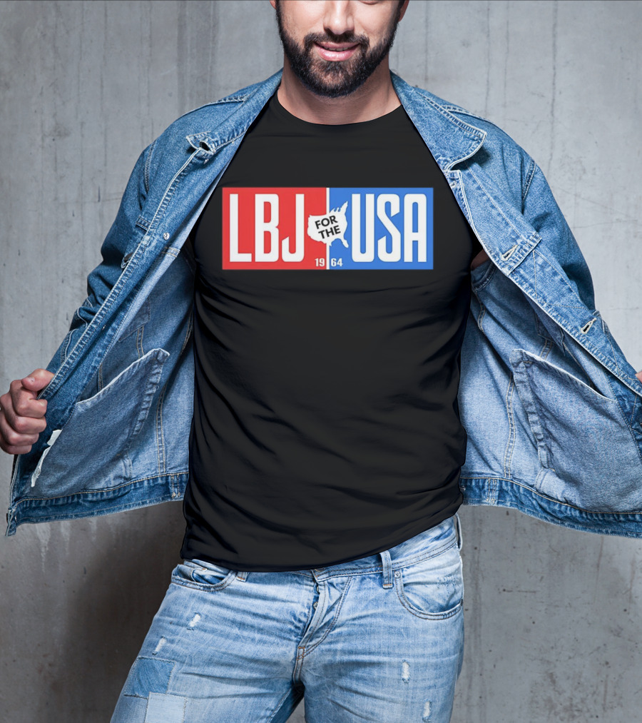 LBJ For The USA 1964 Vintage Political Campaign Red White Blue USA Map T-Shirt