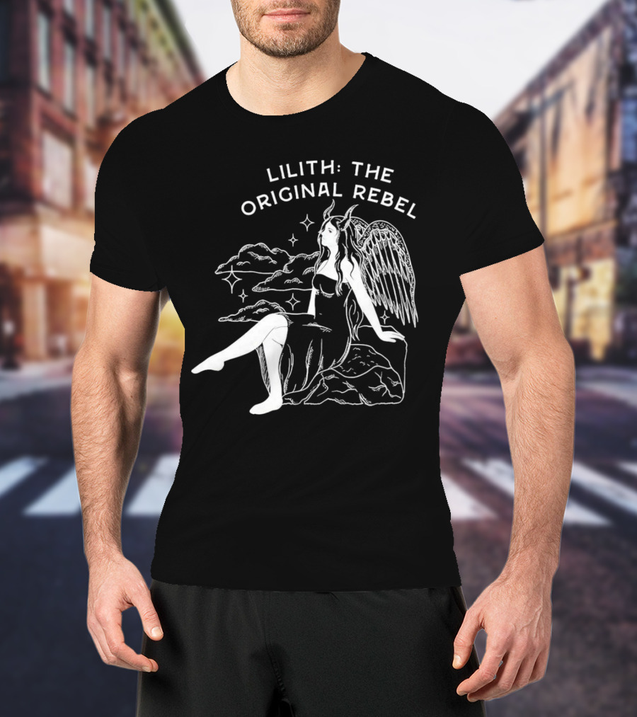 Lilith The Original Rebel Angelic Female Figure With Wings And Horns T-Shirt