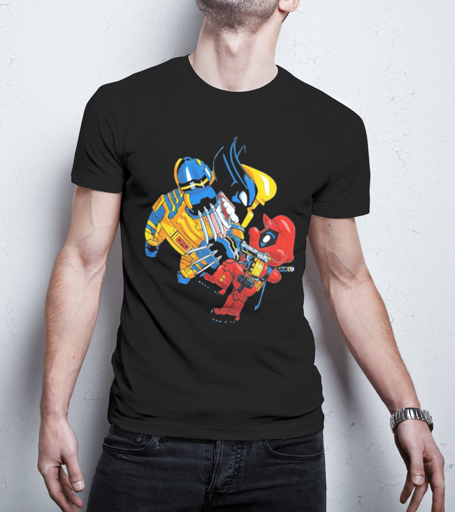 Wario And Mario As Wolverine And Deadpool Face-Off In Colorful Crossover T-Shirt