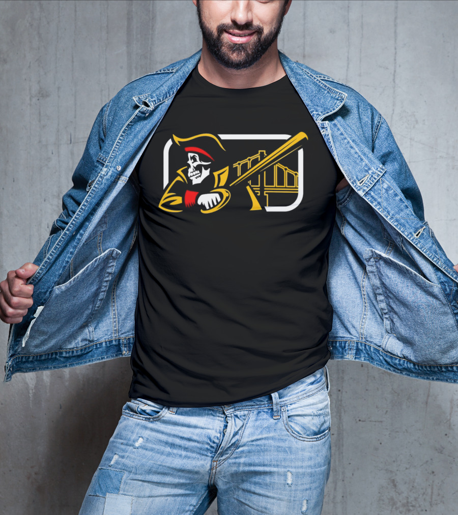 Pirates Of The Allegheny Skeleton With Bridge And Baseball Bat T-Shirt