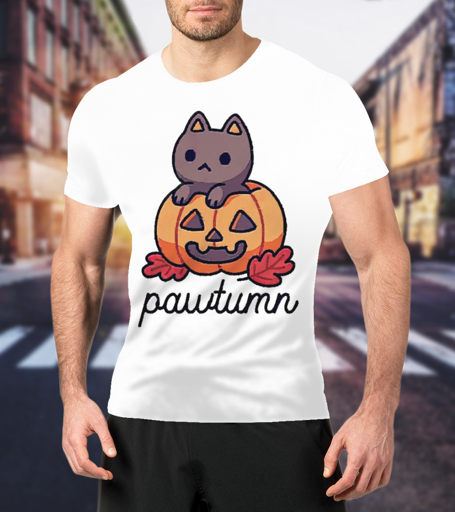 Halloween Cat Pawtumn Pumpkin T-Shirt