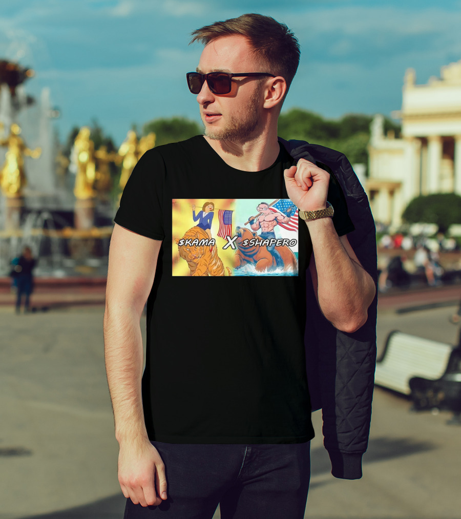 Kama X Shapero USA Cartoon Tiger Bear Flag Showdown T-Shirt