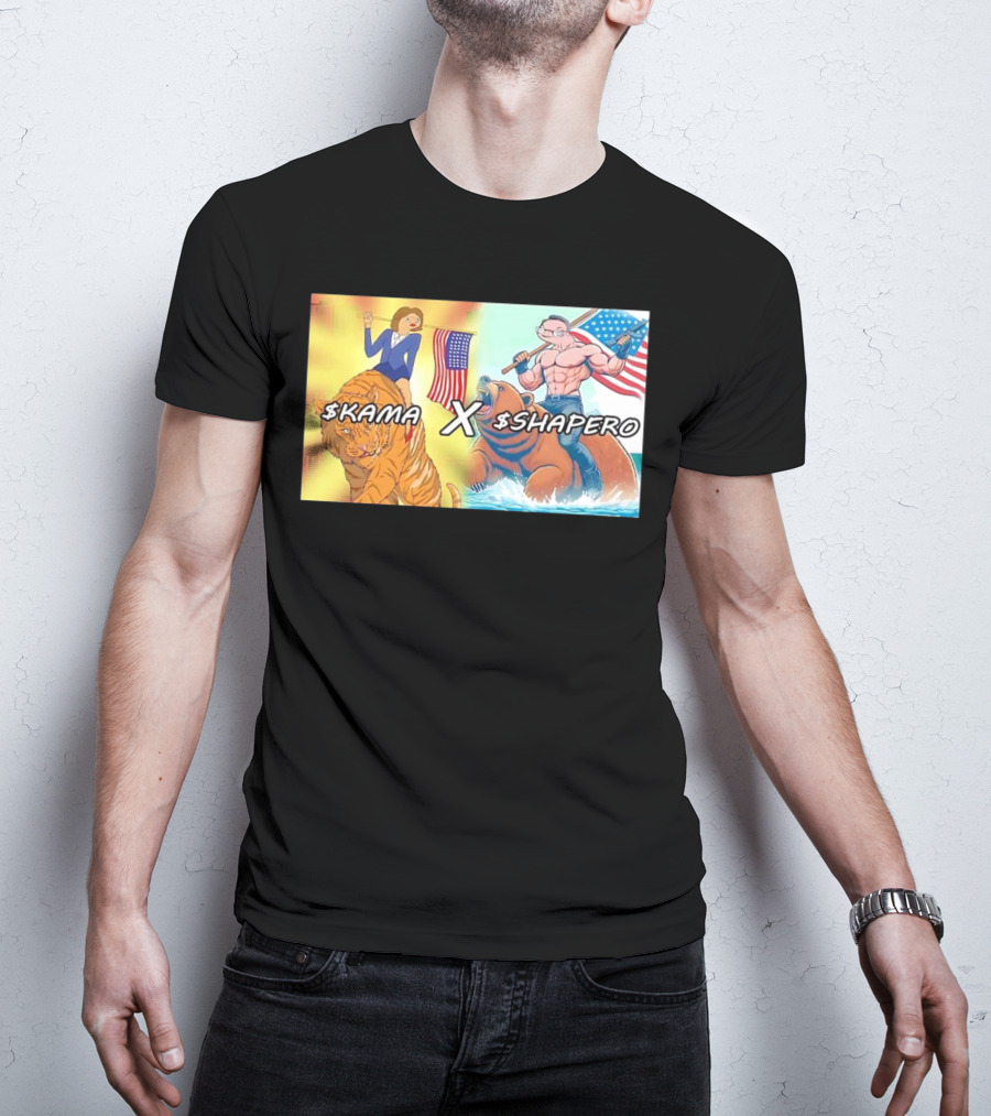 Kama X Shapero USA Cartoon Tiger Bear Flag Showdown T-Shirt
