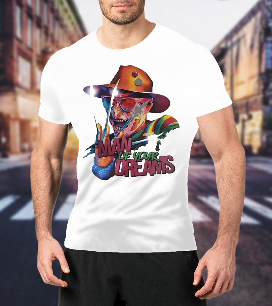 Freddy Krueger Rainbow Hat Sunglasses Claw Man Of Your Dreams T-Shirt