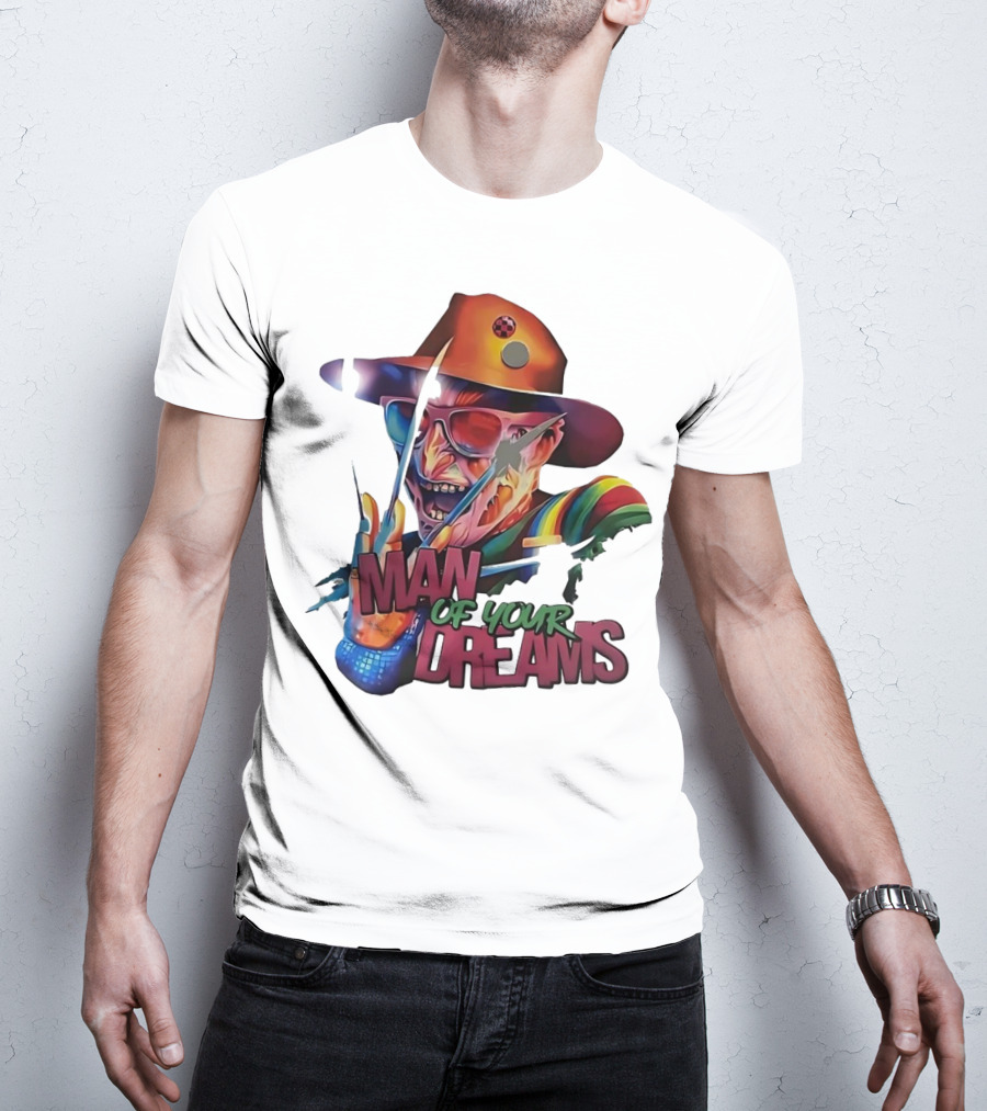 Freddy Krueger Rainbow Hat Sunglasses Claw Man Of Your Dreams T-Shirt