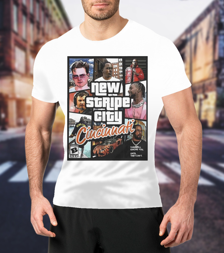 New Stripe City Cincinnati Icons Comic Style NFL T-Shirt