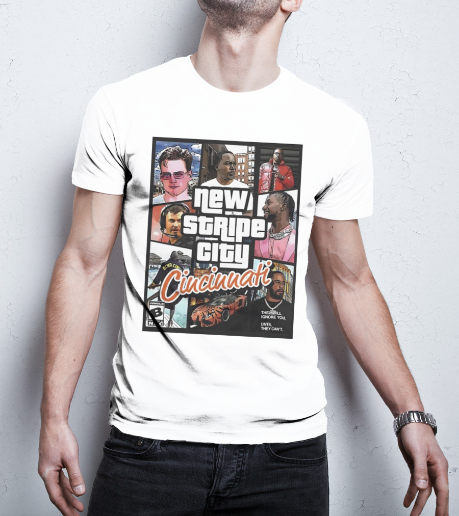 New Stripe City Cincinnati Icons Comic Style NFL T-Shirt