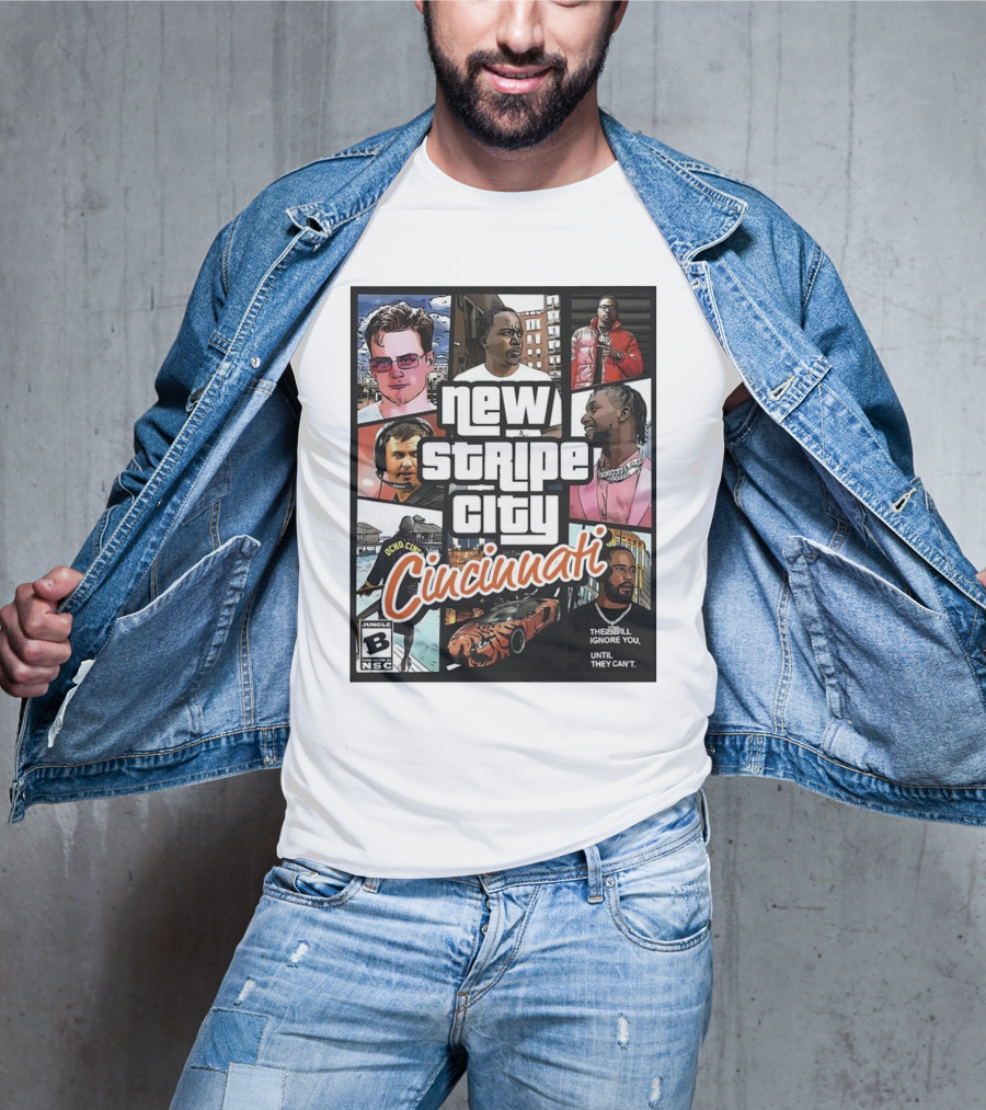 New Stripe City Cincinnati Icons Comic Style NFL T-Shirt