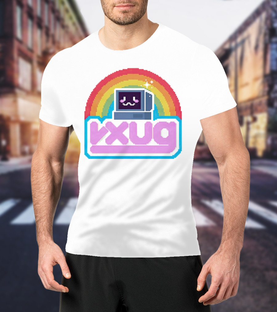 Rainbow Vxug Pixel Art Retro Computer T-Shirt
