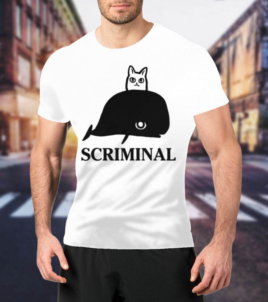 Scriminal Cat On Whale T-Shirt