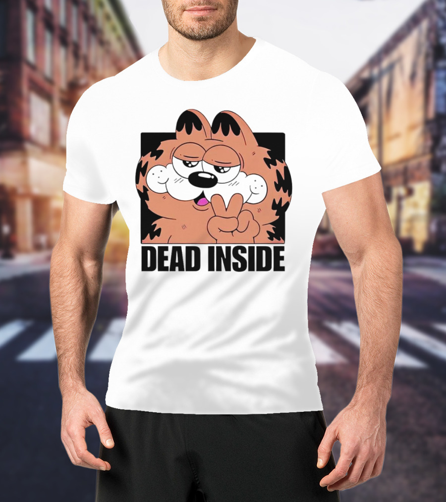 Garfield Dead Inside Peace Sign Iconic Meme T-Shirt