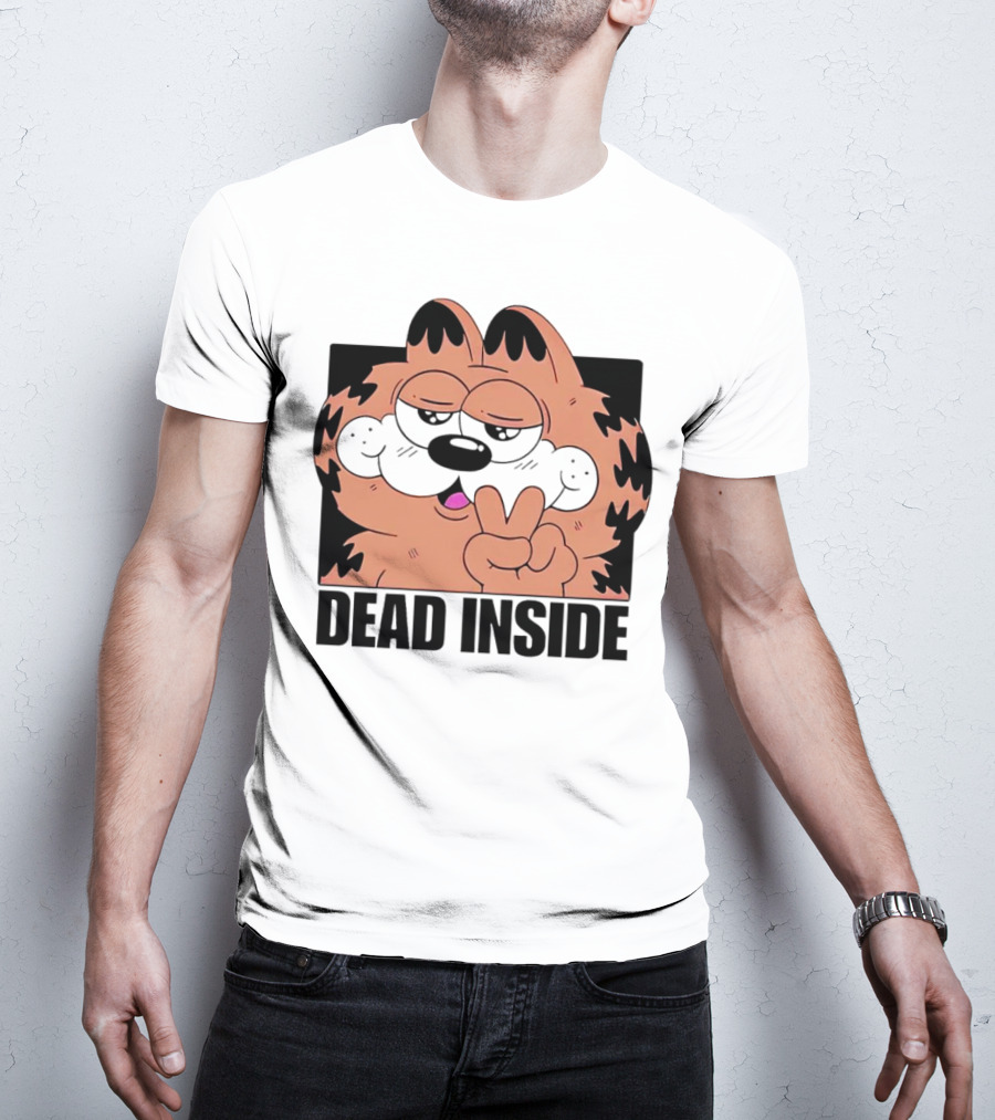 Garfield Dead Inside Peace Sign Iconic Meme T-Shirt