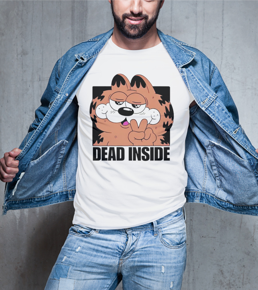 Garfield Dead Inside Peace Sign Iconic Meme T-Shirt