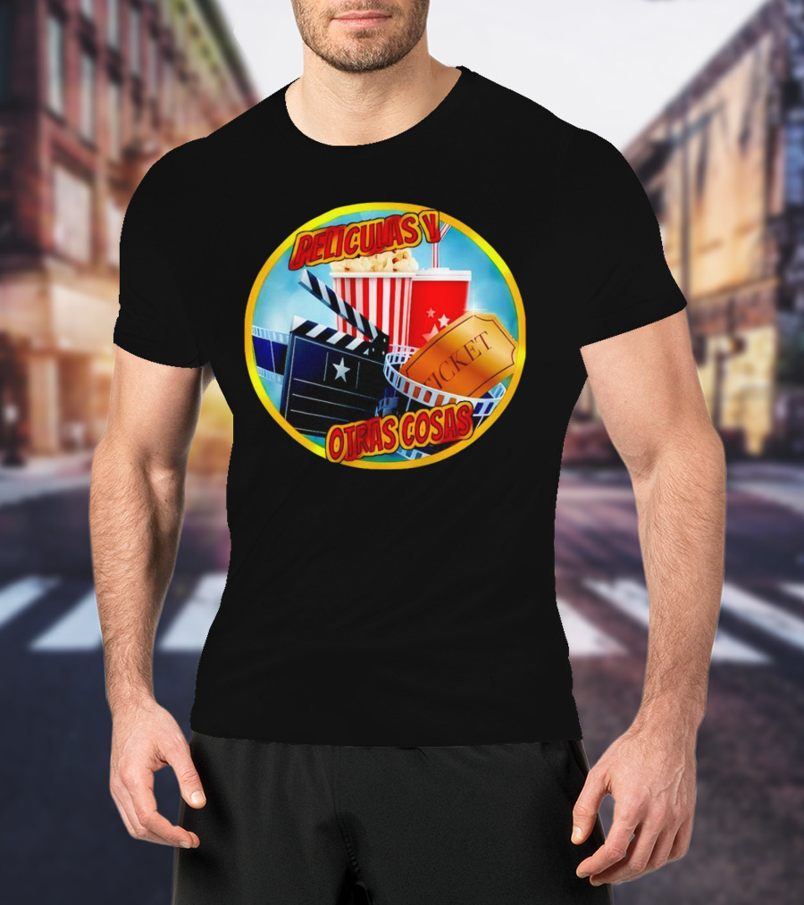 Peliculas Y Otras Cosas Con Claqueta, Palomitas, Ticket, Refresco Y Cine T-Shirt