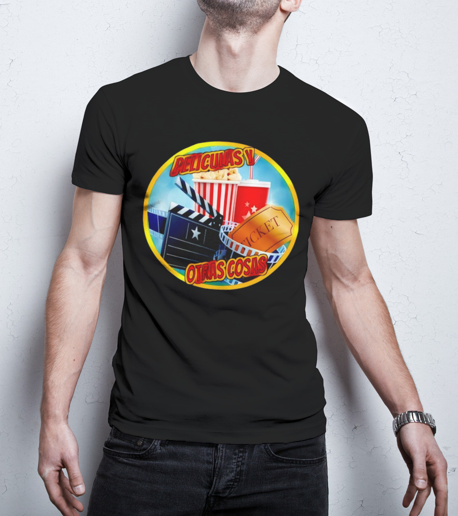 Peliculas Y Otras Cosas Con Claqueta, Palomitas, Ticket, Refresco Y Cine T-Shirt