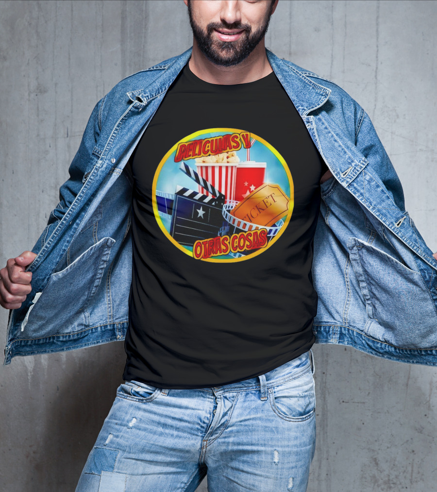 Peliculas Y Otras Cosas Con Claqueta, Palomitas, Ticket, Refresco Y Cine T-Shirt
